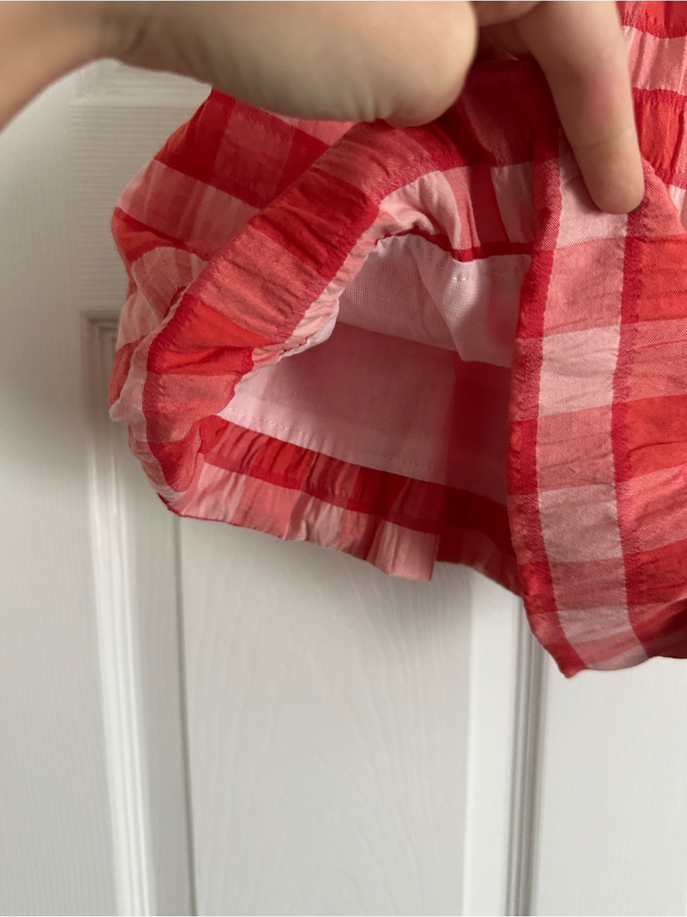 FARM Rio Red Pink Gingham Ruffle Shorts - Picture 8 of 8